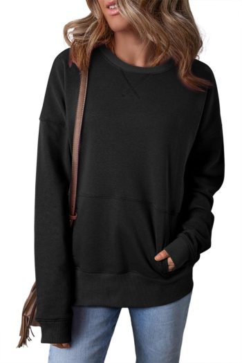 Sweatshirts & Hoodies | Black Kangaroo Pocket Loose Fit Drop Shoulder Sweatshirt - Women