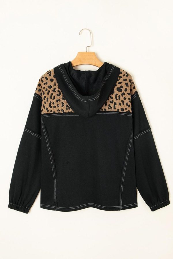 Sweatshirts & Hoodies | Brown Leopard Patchwork Quarter Zip Hoodie - Women - Image 3