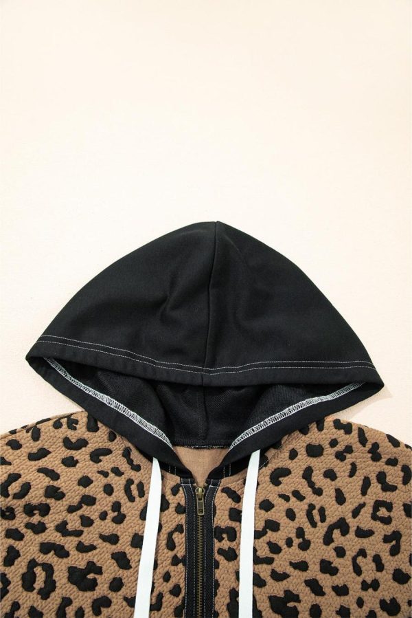 Sweatshirts & Hoodies | Brown Leopard Patchwork Quarter Zip Hoodie - Women - Image 4