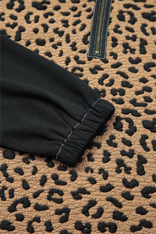 Sweatshirts & Hoodies | Brown Leopard Patchwork Quarter Zip Hoodie - Women - Image 6