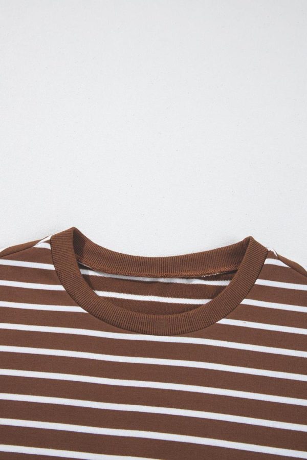 Sweatshirts & Hoodies | Coffee Striped Long Sleeve Round Neck Loose Fit Sweatshirt - Women - Image 2