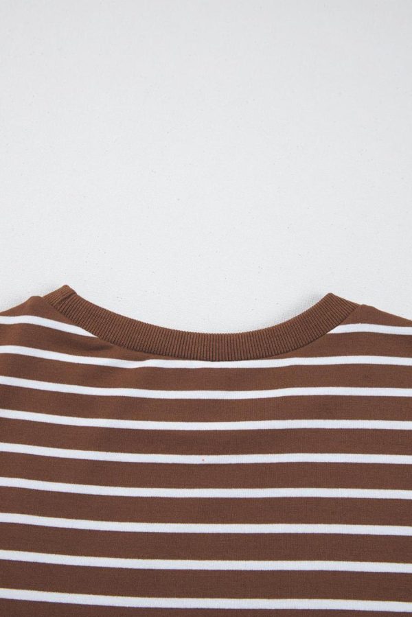 Sweatshirts & Hoodies | Coffee Striped Long Sleeve Round Neck Loose Fit Sweatshirt - Women - Image 3