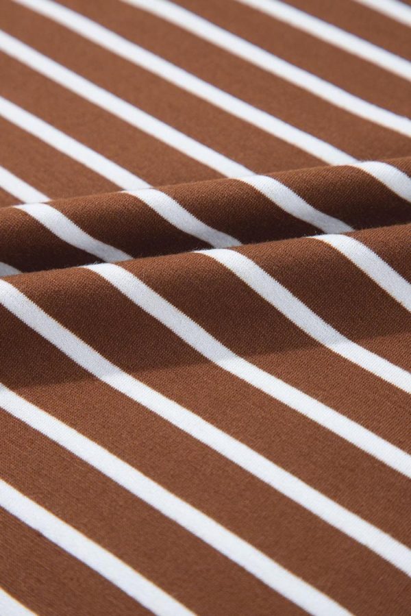 Sweatshirts & Hoodies | Coffee Striped Long Sleeve Round Neck Loose Fit Sweatshirt - Women - Image 6