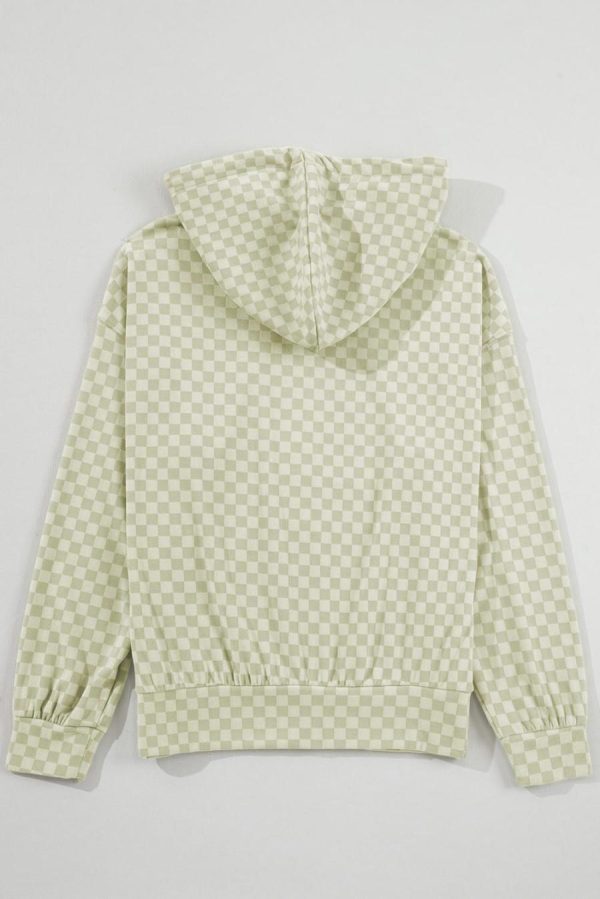 Sweatshirts & Hoodies | Green Checkered Kangaroo Pocket Hoodie - Women - Image 4