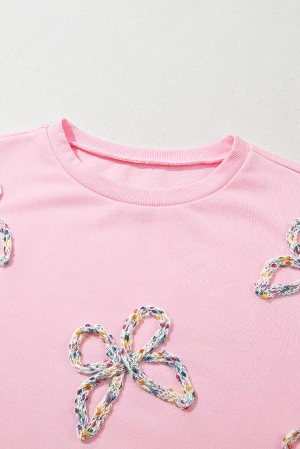 Sweatshirts & Hoodies | Light Pink Sweet Bow Lantern Sleeve Oversized Pullover Sweatshirt - Women - Image 6