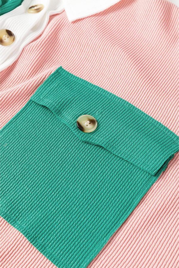 Sweatshirts & Hoodies | Pink Colorblock Patchwork Ribbed Oversized Sweatshirt - Women - Image 5