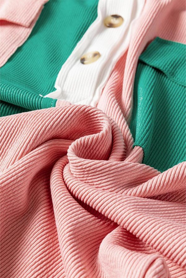 Sweatshirts & Hoodies | Pink Colorblock Patchwork Ribbed Oversized Sweatshirt - Women - Image 7