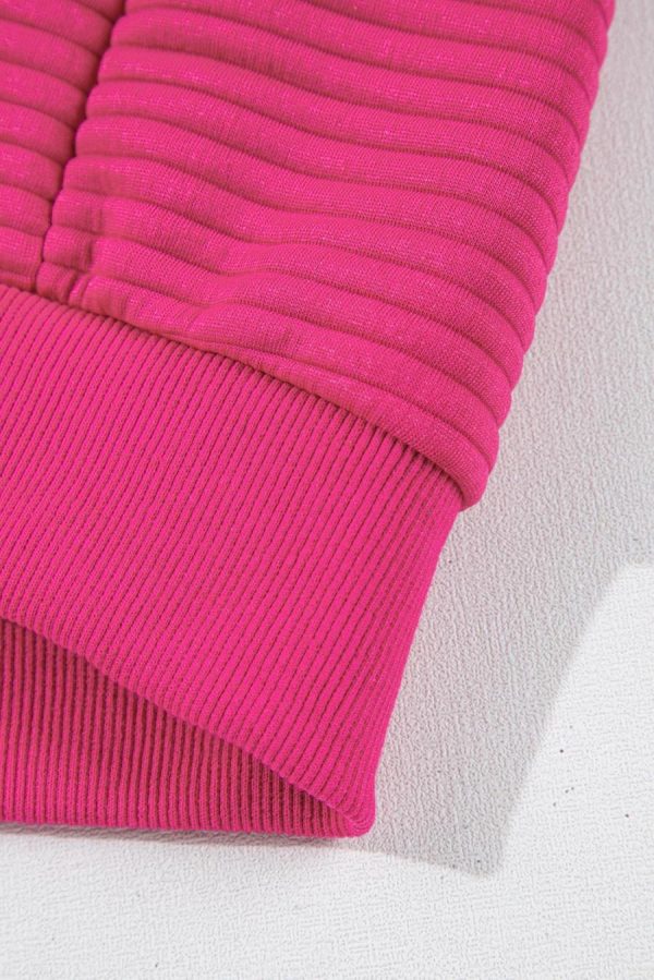 Sweatshirts & Hoodies | Rose Red Kangaroo Pocket Plain Textured Hoodie - Women - Image 7