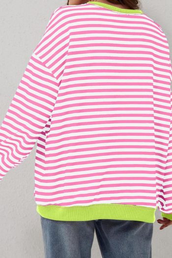Sweatshirts & Hoodies | Rose Red Striped Contrast Trim Drop Shoulder Sweatshirt - Women