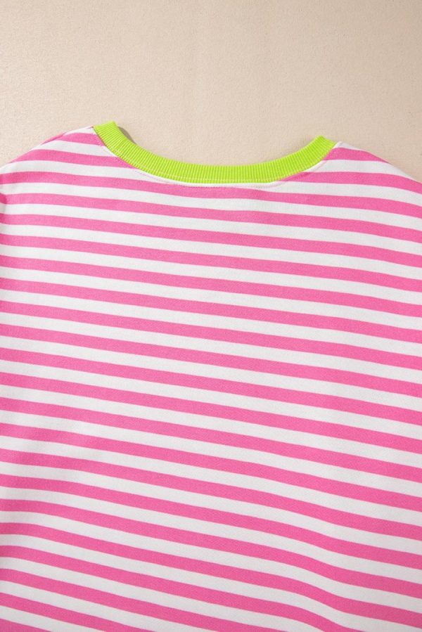 Sweatshirts & Hoodies | Rose Red Striped Contrast Trim Drop Shoulder Sweatshirt - Women - Image 6