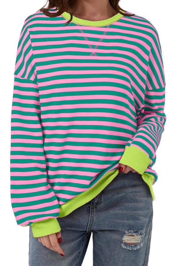 Sweatshirts & Hoodies | Rose Striped Contrast Trim Drop Shoulder Sweatshirt - Women - Image 2