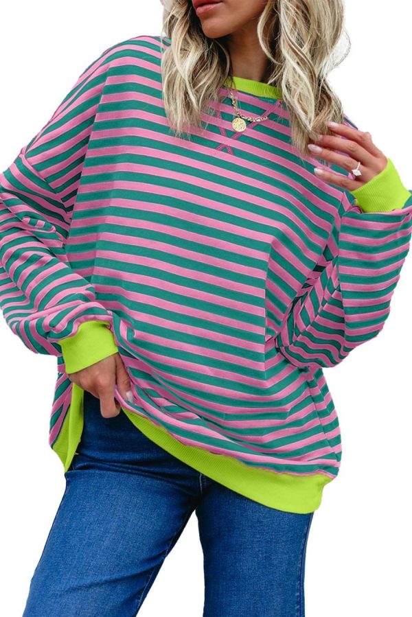 Sweatshirts & Hoodies | Rose Striped Contrast Trim Drop Shoulder Sweatshirt - Women - Image 3