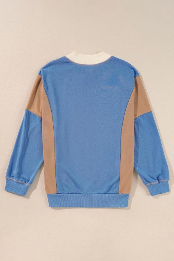 Sweatshirts & Hoodies | Sky Blue Colorblock Exposed Seam Patchwork Oversized Sweatshirt - Women - Image 2