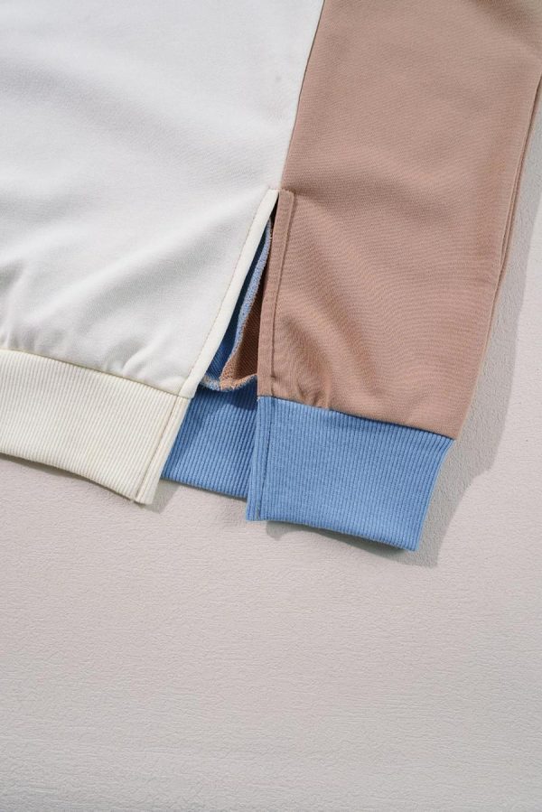 Sweatshirts & Hoodies | Sky Blue Colorblock Exposed Seam Patchwork Oversized Sweatshirt - Women - Image 7