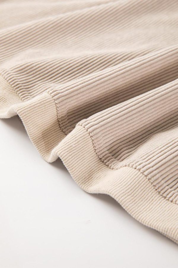 Sweatshirts & Hoodies | Smoke Gray Plain Drop Sleeve Crinkle Rib Oversized Sweatshirt - Women - Image 5