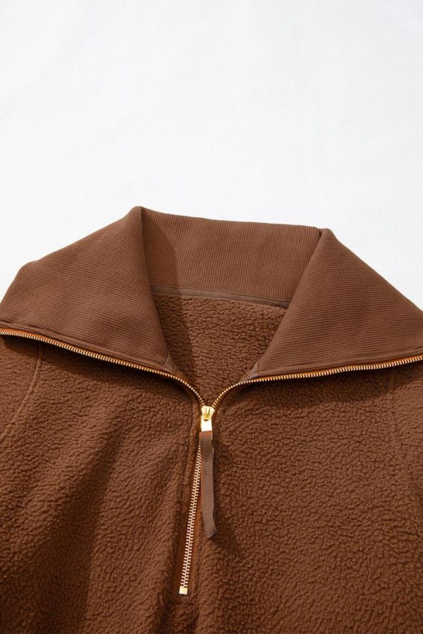 Sweatshirts & Hoodies | Straw Yellow Quarter Zip Fleece Pullover Sweatshirt - Women - Image 3