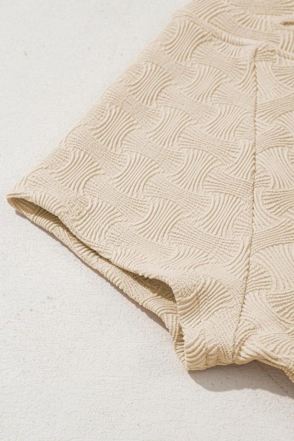 T Shirts | Beige Textured Crew Neck Cap Sleeve Slim T Shirt - Women - Image 7