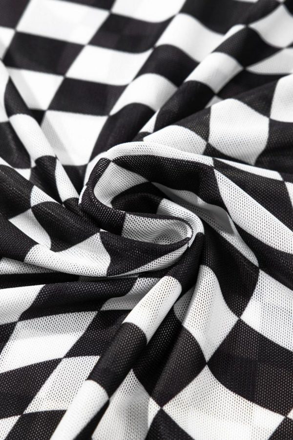 T Shirts | Black Checker Mesh Crew Neck T Shirt - Women - Image 3