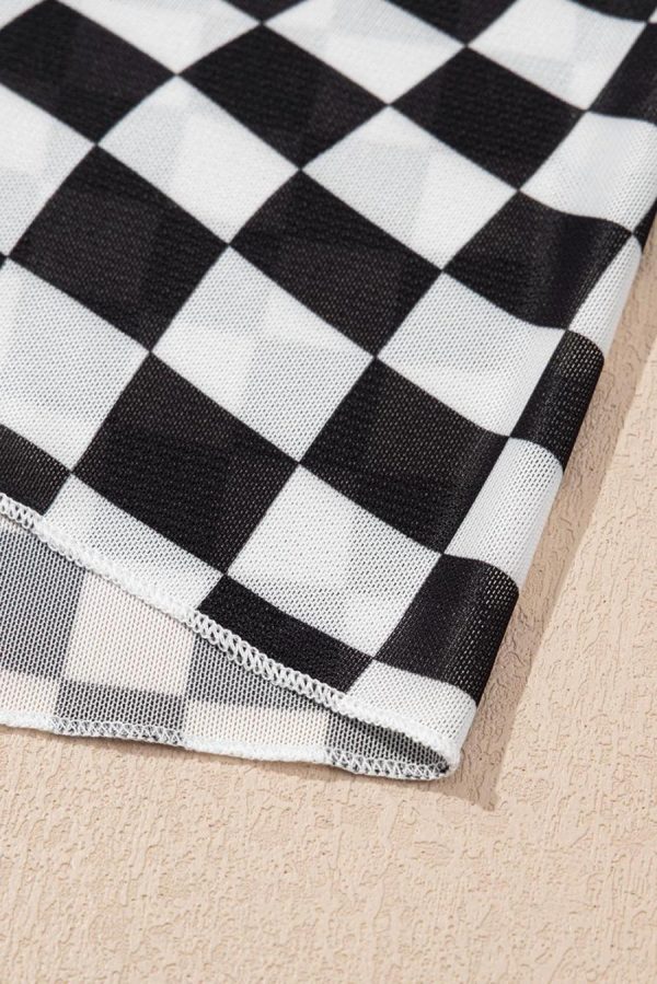 T Shirts | Black Checker Mesh Crew Neck T Shirt - Women - Image 4