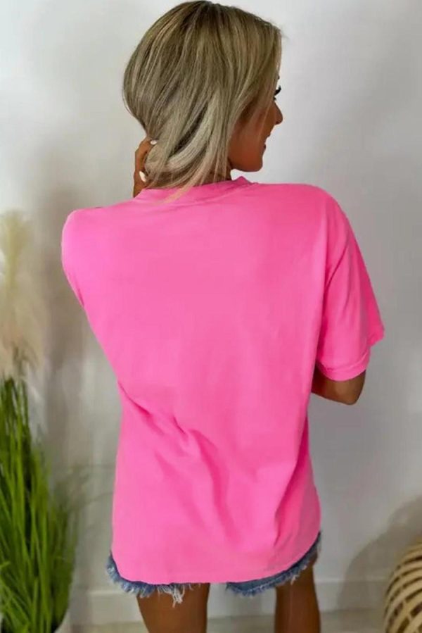 T Shirts | Bright Pink Mama Letter Graphic T Shirt - Women - Image 3