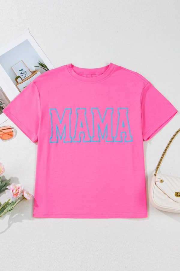 T Shirts | Bright Pink Mama Letter Graphic T Shirt - Women - Image 5