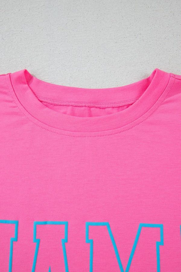 T Shirts | Bright Pink Mama Letter Graphic T Shirt - Women - Image 7