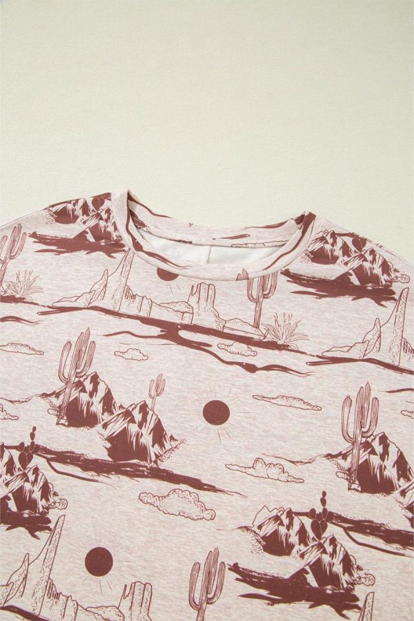 T Shirts | Brown Summer Desert Sand Print Short Sleeve Tee - Women - Image 2