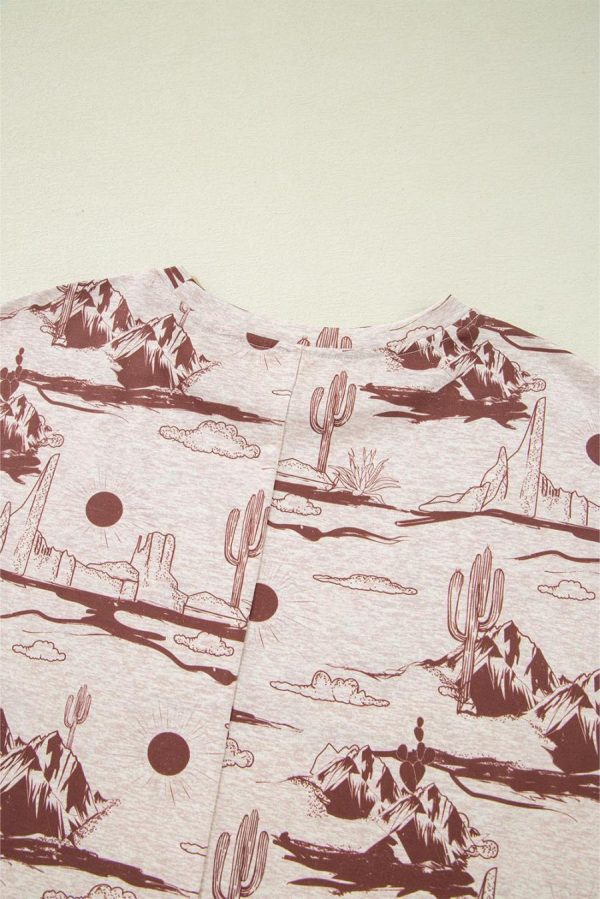 T Shirts | Brown Summer Desert Sand Print Short Sleeve Tee - Women - Image 3