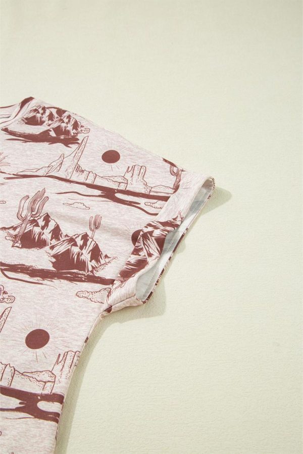 T Shirts | Brown Summer Desert Sand Print Short Sleeve Tee - Women - Image 4