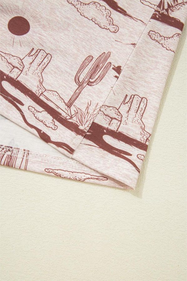 T Shirts | Brown Summer Desert Sand Print Short Sleeve Tee - Women - Image 5