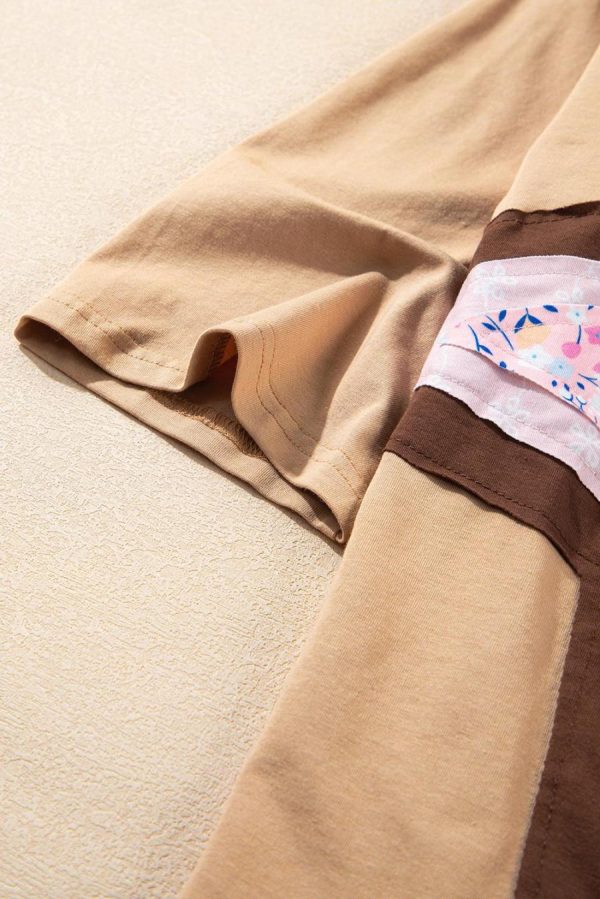 T Shirts | Camel Floral Star Patched 3/4 Sleeve T Shirt - Women - Image 4