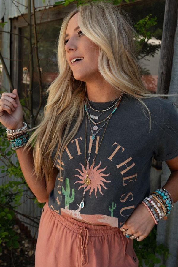 T Shirts | Dark Grey Rise With The Sun Graphic Tee - Women - Image 3