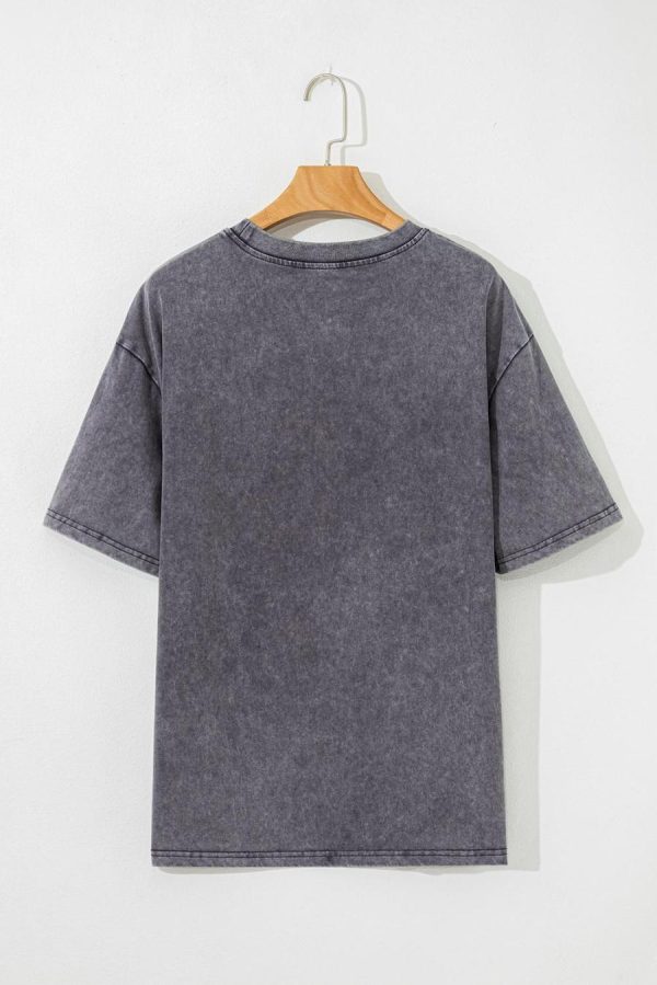 T Shirts | Medium Grey Texas Steer Head Graphic Mineral Wash Oversized T Shirt - Women - Image 5