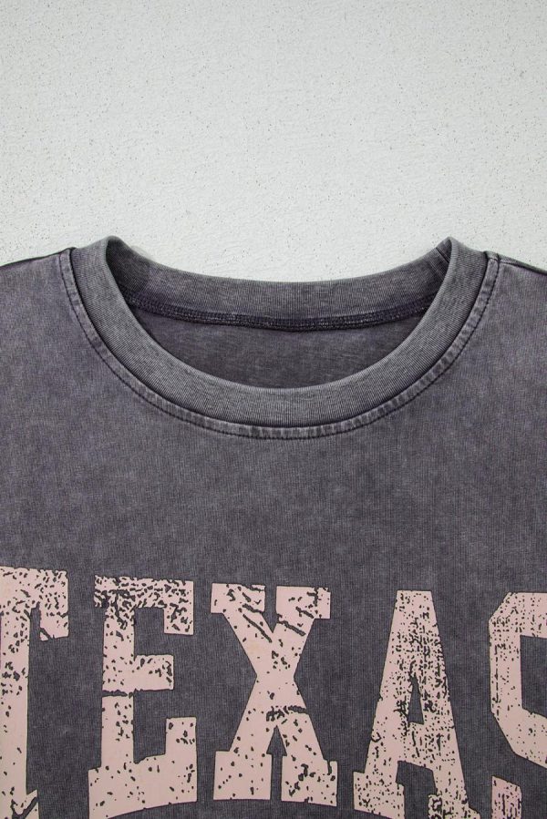 T Shirts | Medium Grey Texas Steer Head Graphic Mineral Wash Oversized T Shirt - Women - Image 6