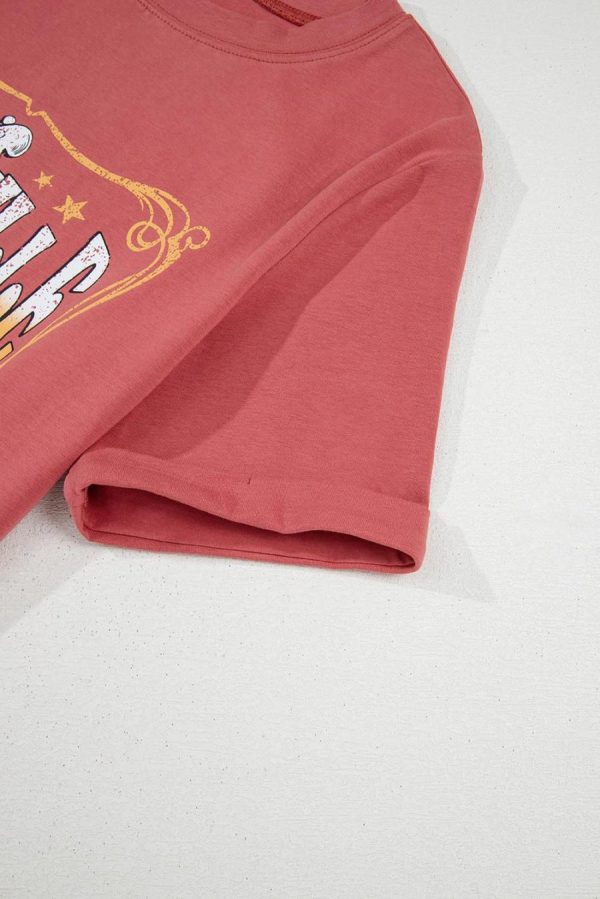 T Shirts | Mineral Red Nashville Music City Graphic Retro Fashion Tee - Women - Image 7