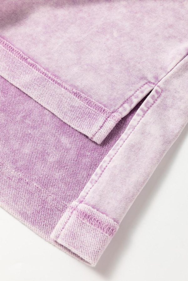 T Shirts | Orchid Petal Mineral Wash Exposed Seam Drop Shoulder Oversized Tee - Women - Image 4