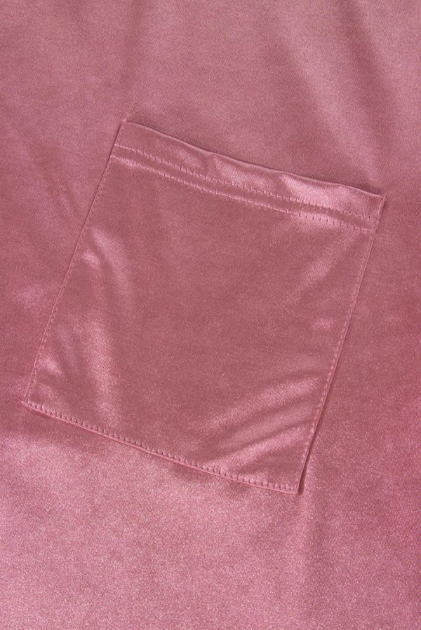 T Shirts | Pink Solid Chest Pocket Loose Fit T Shirt - Women - Image 5