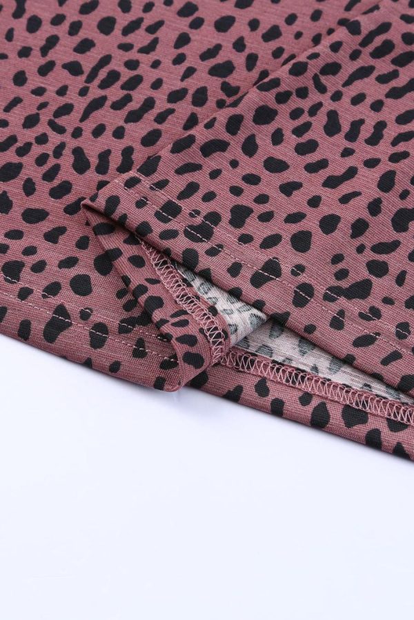 T Shirts | Red Cheetah Print Casual Short Sleeve Crew Neck T Shirt - Women - Image 4