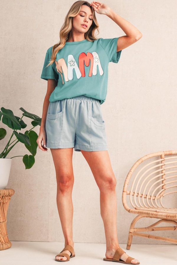 T Shirts | Sea Green Floral Mama Print Crewneck T Shirt - Women - Image 3