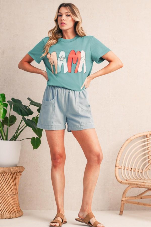 T Shirts | Sea Green Floral Mama Print Crewneck T Shirt - Women - Image 4