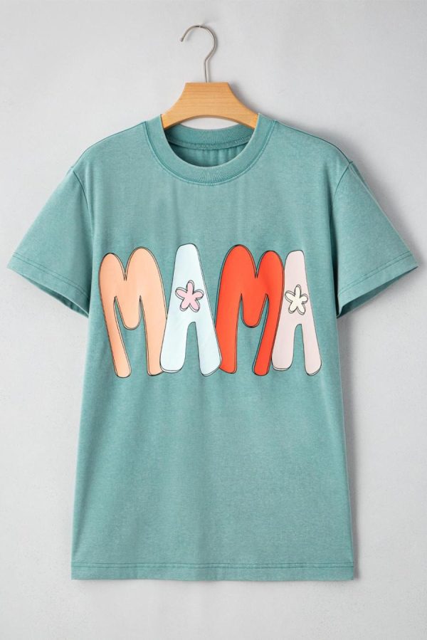 T Shirts | Sea Green Floral Mama Print Crewneck T Shirt - Women - Image 6