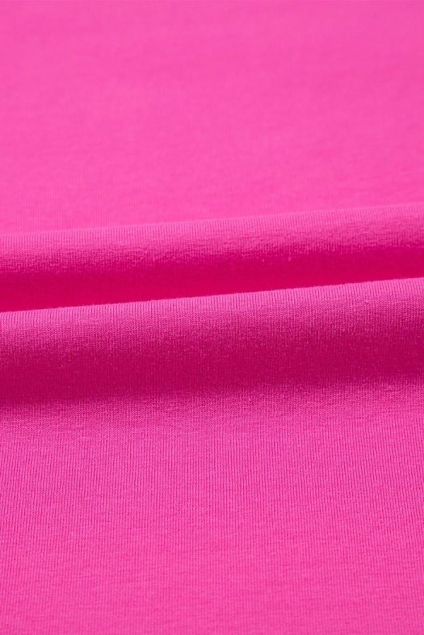 T Shirts | Strawberry Pink Casual Round Neck Bubble Sleeve T-Shirt - Women - Image 4