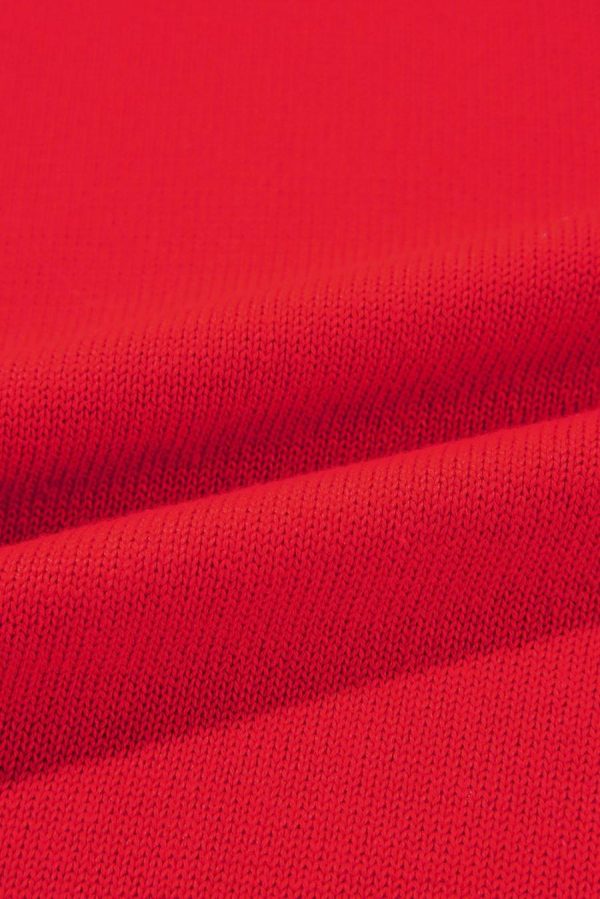 T Shirts | Tomato Red Mix Knitted Patchwork Ruffle Trim Loose T Shirt - Women - Image 7