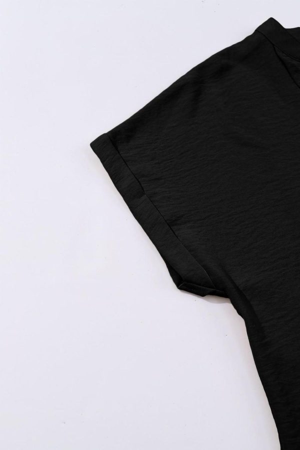 Blouses | Black Notched Neck Batwing Sleeve Blouse - Women - Image 7